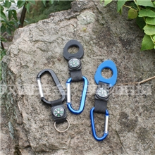 厂家直销带指南针登山扣带水壶扣登山扣织带登山扣