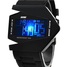 时刻美个性创意飞机男士LED手表男女电子表学生热卖果冻复古男表