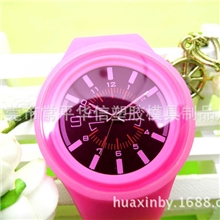 韩版时尚可爱少女系列糖果色夜光硅胶手表饰品表