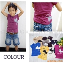 厂家特供时尚韩版童装潮猫印花个性短袖T恤