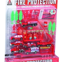 2011新款玩具批发新款回力合金车消防套装合金工程车合金玩具