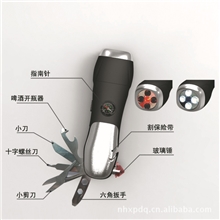 多功能工具组合应急逃生手电筒、安全锤手电筒逃生锤组合手电筒