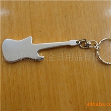 吉他形状银白色铝合金开瓶器带钥匙圈广告促销礼品