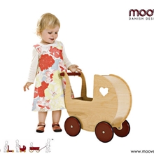 MOOVER大牌原木色心型推车过家家学步车木制玩具推车儿童玩具
