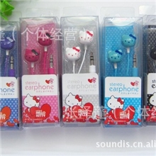 可爱KT猫耳机入耳式卡通耳机个性耳机电脑手机耳机厂家直销