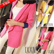 2013新春发布韩版外套撞色小西服女可变7分袖时尚小西装女装批发