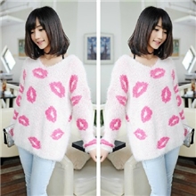 2013新款实拍*百搭嘴唇秋冬红唇红嘴巴毛衣海马毛毛线