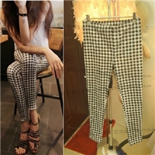 韩国partysu订单原版好质量弹力修身显瘦千鸟格子打底裤小脚裤801