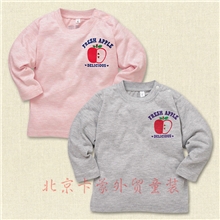 厂家直批外贸童装原单日本西松屋双面印花长袖打底衫长T