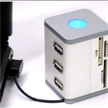 厂家供应USB2.0,3口HUB+4卡槽多功能读卡器