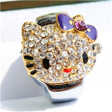 新款时尚镶满钻童真戒指表S手指表女表手表特价彩色蝴蝶结友爱