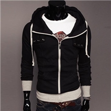 厂家定做260g全棉抓绒靓仔连帽带拉链卫衣男