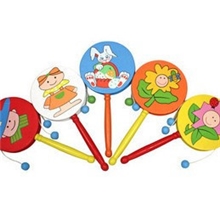 经典玩具传统木质拨浪鼓大号拨浪鼓卡通宝宝波浪鼓摇铃