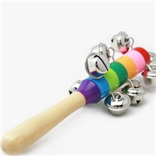 七彩手摇铃串铃婴儿益智宝宝铃铛木制儿童玩具批发厂家直销