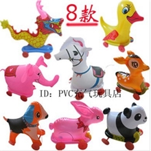 供应PVC充气玩具外贸皮货拉车狗，鹿，熊猫，兔子等！