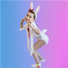 新款儿童舞蹈服装幼儿园节日演出动物服装小白兔表演服装连体短袖