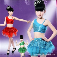 拉丁舞裙比赛服装舞蹈裙芭蕾裙露肚套装儿童舞蹈裙价格优惠量大