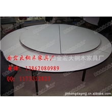 厂家直销酒店带转盘圆桌连锁酒店大圆桌白色圆桌钢木圆桌