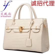 艾风尚女包批发米维尔同款时尚亮光潮包鳄鱼纹手提包斜挎包