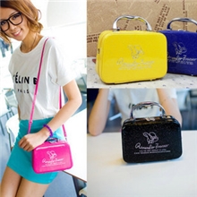 新款时尚韩版手提高档荧光皮女包单背包定型包化妆包化妆箱
