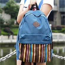 [漾]新款韩版糖果色双肩包休闲学生包旅行背包撞色帆布包YB10139B