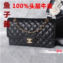 新款韩版小香菱格链条进口原版小香风球纹牛皮鱼子酱真皮女包