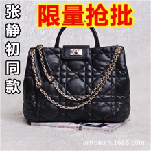 特价2013新款迪家MILLY张静初同款链条菱格购物袋真皮羊皮