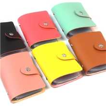 批发24卡位韩国新小羊皮纹简约淑女皮质24卡位搭扣银行卡包-008