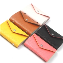 韩国新版信封荔枝纹简约淑女皮质12卡位搭扣银行卡包卡套-009KB