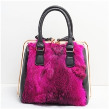 广州女包批发韩国时尚休闲新款品牌真皮兔毛毛包女包手提斜挎包包
