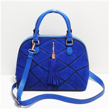 广州女包批发韩国新款几何拼接贝壳包流苏磨砂真皮女包手提斜挎包