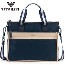 厂家直销男士休闲牛皮配尼龙布单肩斜挎包商务公文包652-5