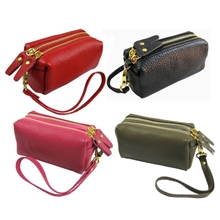 全头层牛皮手包真皮零钱包女式女包手机包拉链小包包钥匙包手拿包