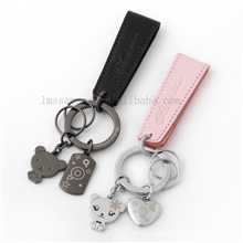 Milesi情侣熊仔真皮钥匙扣时尚可爱情侣钥匙扣创意PS7923