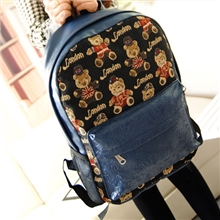 混批厂家直营新款时尚小熊韩版可爱熊双肩包潮酷骷髅压花仿皮背包