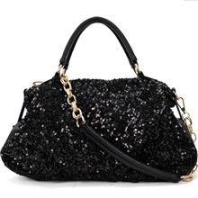 白沟女包批发2013秋冬新款韩版亮片褶皱单肩手提包新款时尚女包