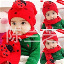 瓢虫套帽子/甲壳虫套帽子帽子围巾两件套童帽批发儿童围巾帽子