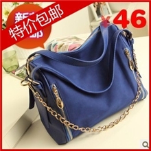 欧美包包2013韩版新款潮拼接磨砂皮女包单肩斜跨手提包女士包包邮