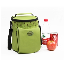 供应批发精耐特保鲜包保温包便当包小号圆桶绿色波点保温袋