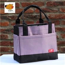 【伙拼】乌暗熊方形条纹抽绳小拎包便当包午餐包休闲包