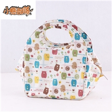 【伙拼】小熊部落白色卡通小熊图案便当包保温包手拎包批发