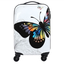 外贸蝴蝶可爱ABS拉杆箱PC行李箱登机箱旅行箱包万向轮20寸24女