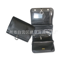 时尚实用洗漱包黑色PU洗漱包韩版多功能化妆包潮流梳洗包