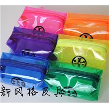 新款化妆包糖果色韩版荧光色透明手拿包整理包皮包塑料包