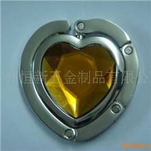 广州时尚包包挂扣批发心形宝石金属手袋挂钩挂包器