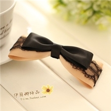 伊丽娜手工香槟色蕾丝蝴蝶结发饰流行饰品发夹1151