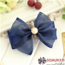 手工蝴蝶结发饰头饰品发夹卡布奇诺深邃蓝色版型1315