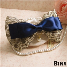 淘宝热卖韩国饰品藏蓝满天星头饰韩版蝴蝶结发夹手工发饰diy发卡