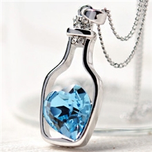 完美热销奥地利水晶镶嵌项链女水晶饰品爱情许愿瓶漂流瓶项坠