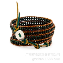 CHAN露露缠绕手链2013秋冬新款时尚纯手工编织墨绿玉手链批发